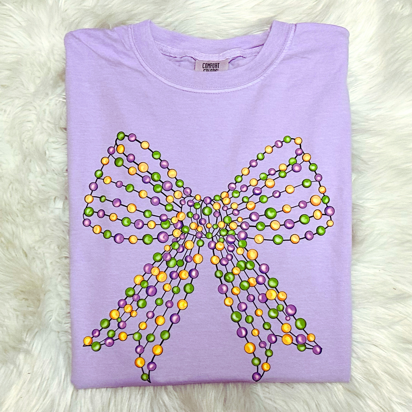 Mardi Gras Bead Bow Shirt