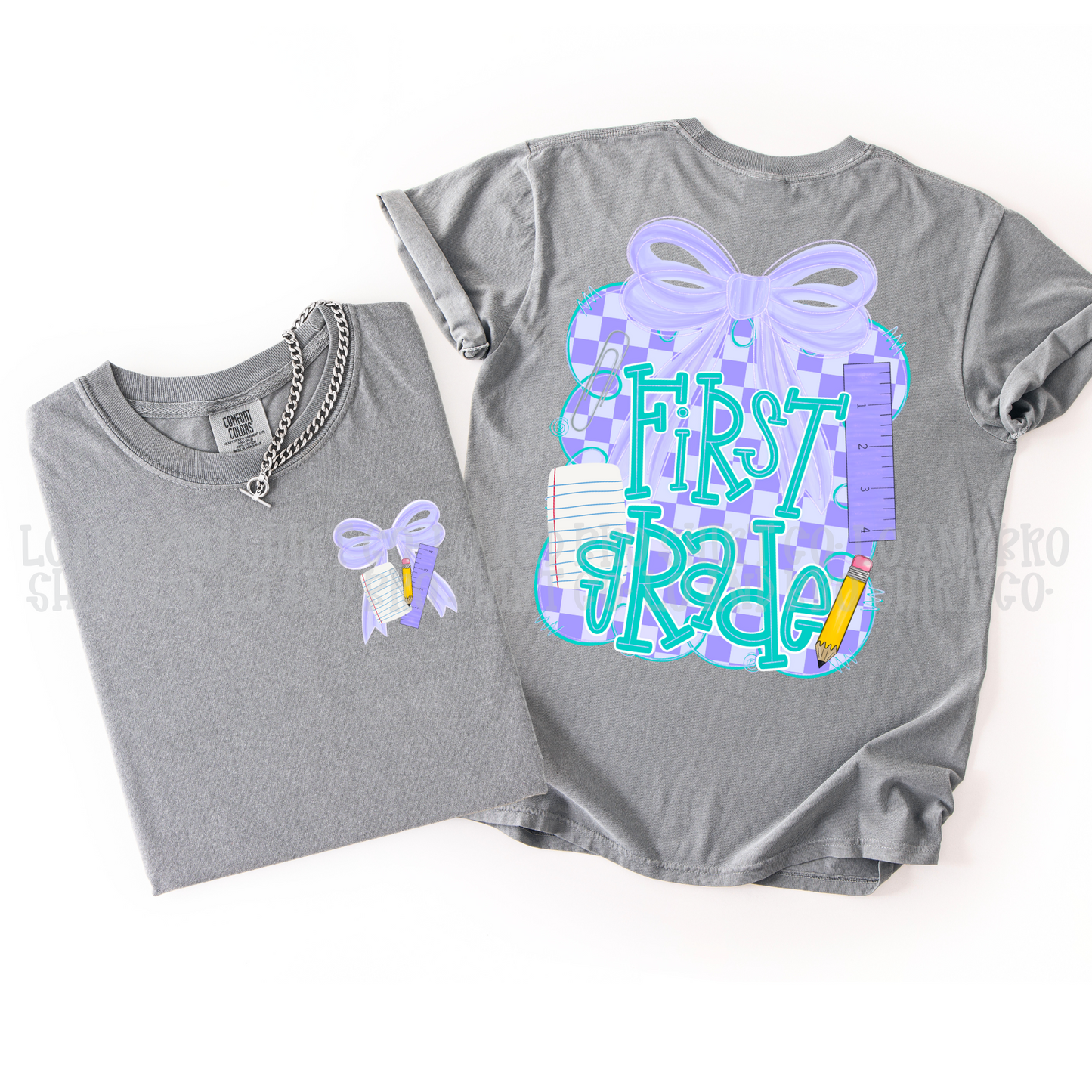 Purple checkered grade level tees