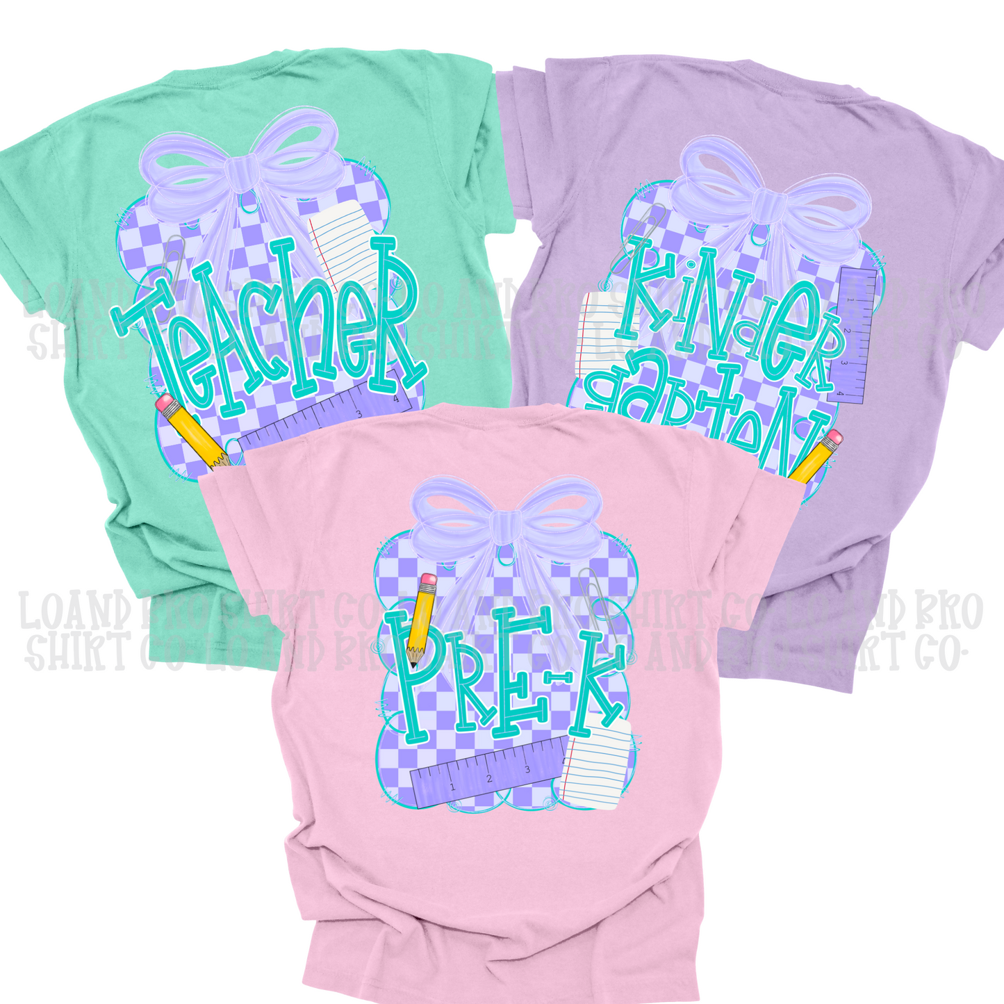 Purple checkered grade level tees