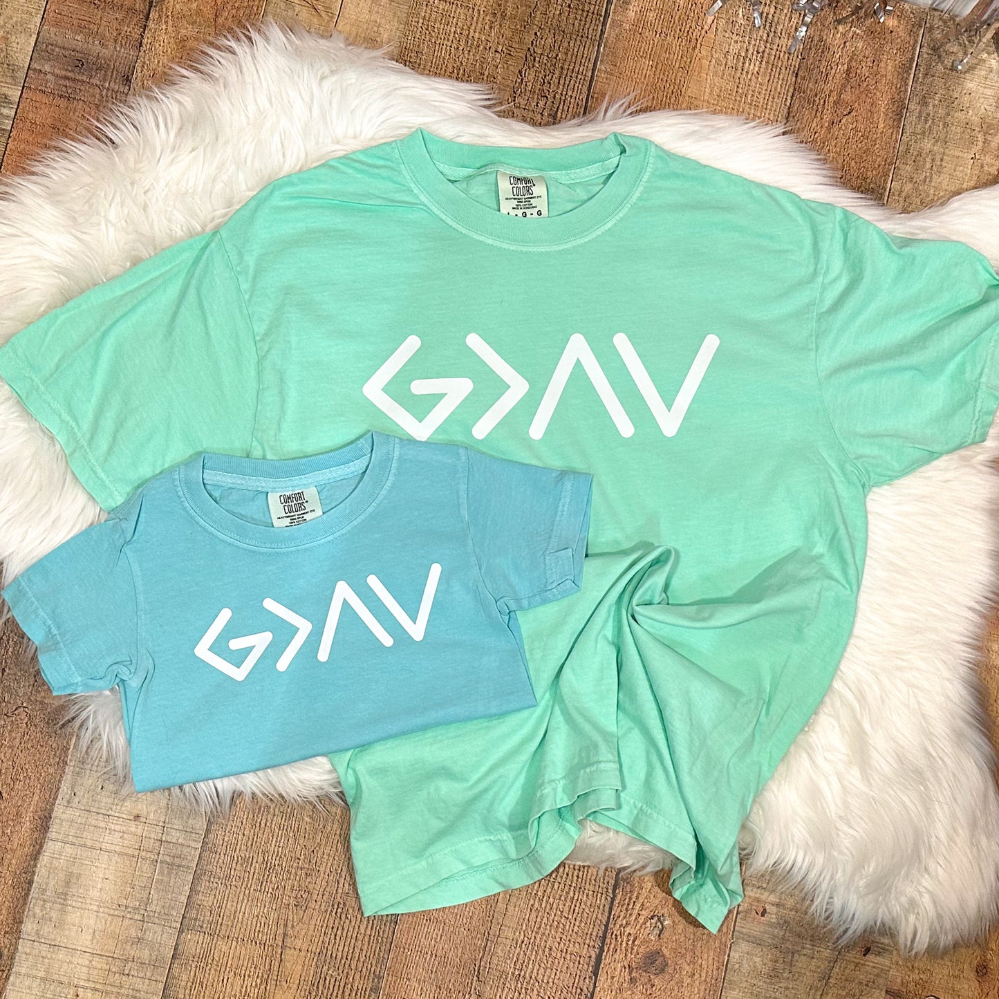 God is Greater than the highs and lows tee- MYSTERY COLOR