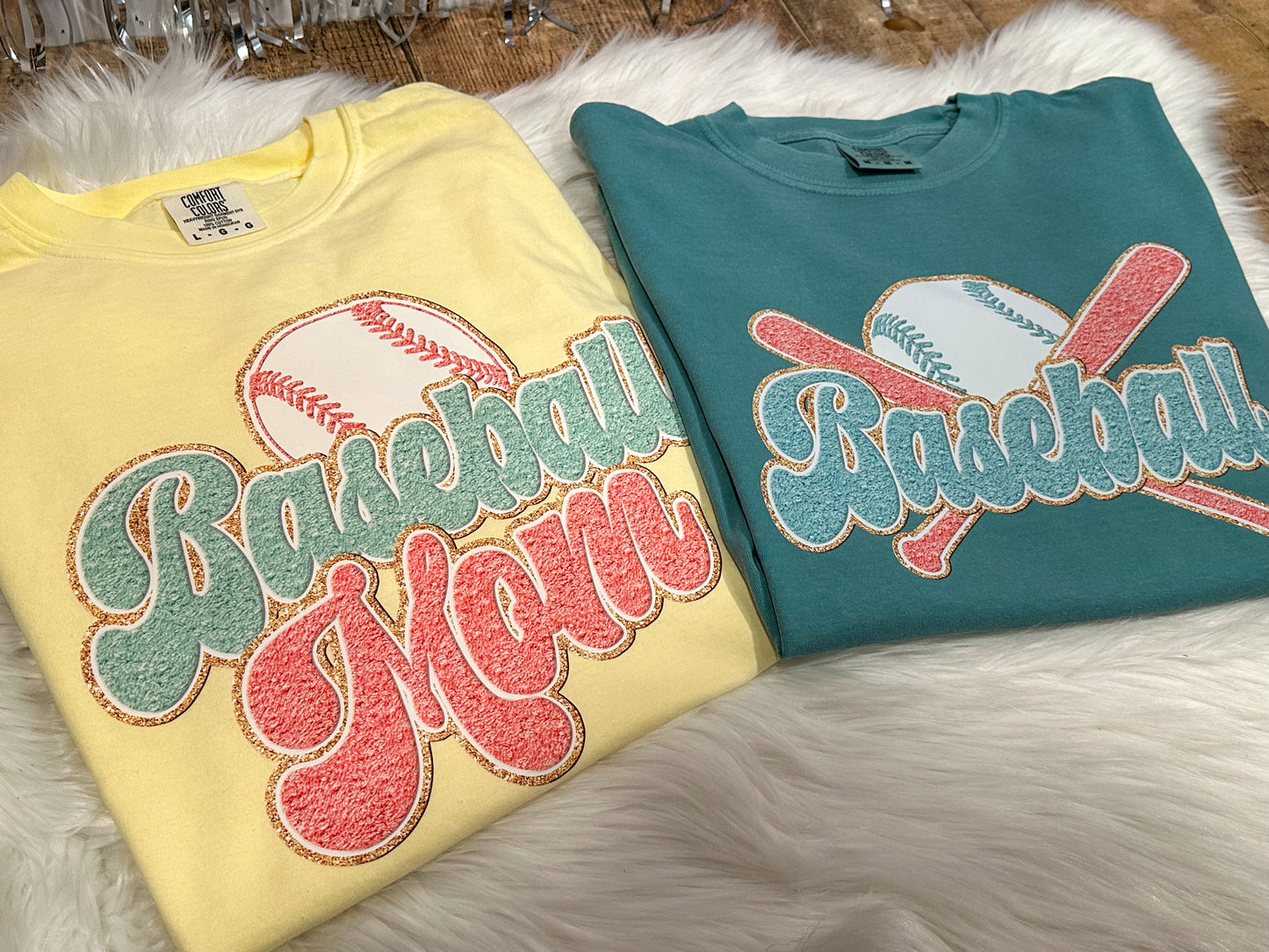 Baseball Mom Faux Texture tee