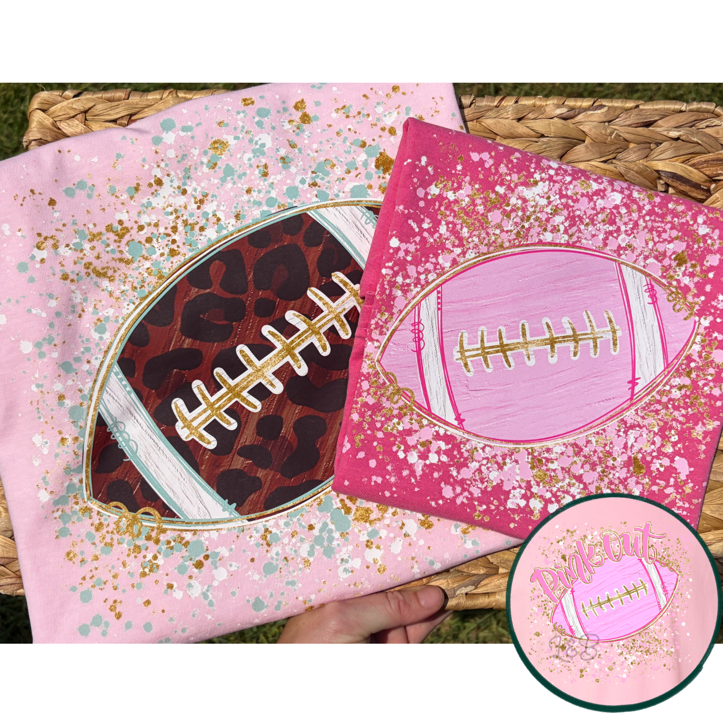 Football Splatter - pink football- pink out