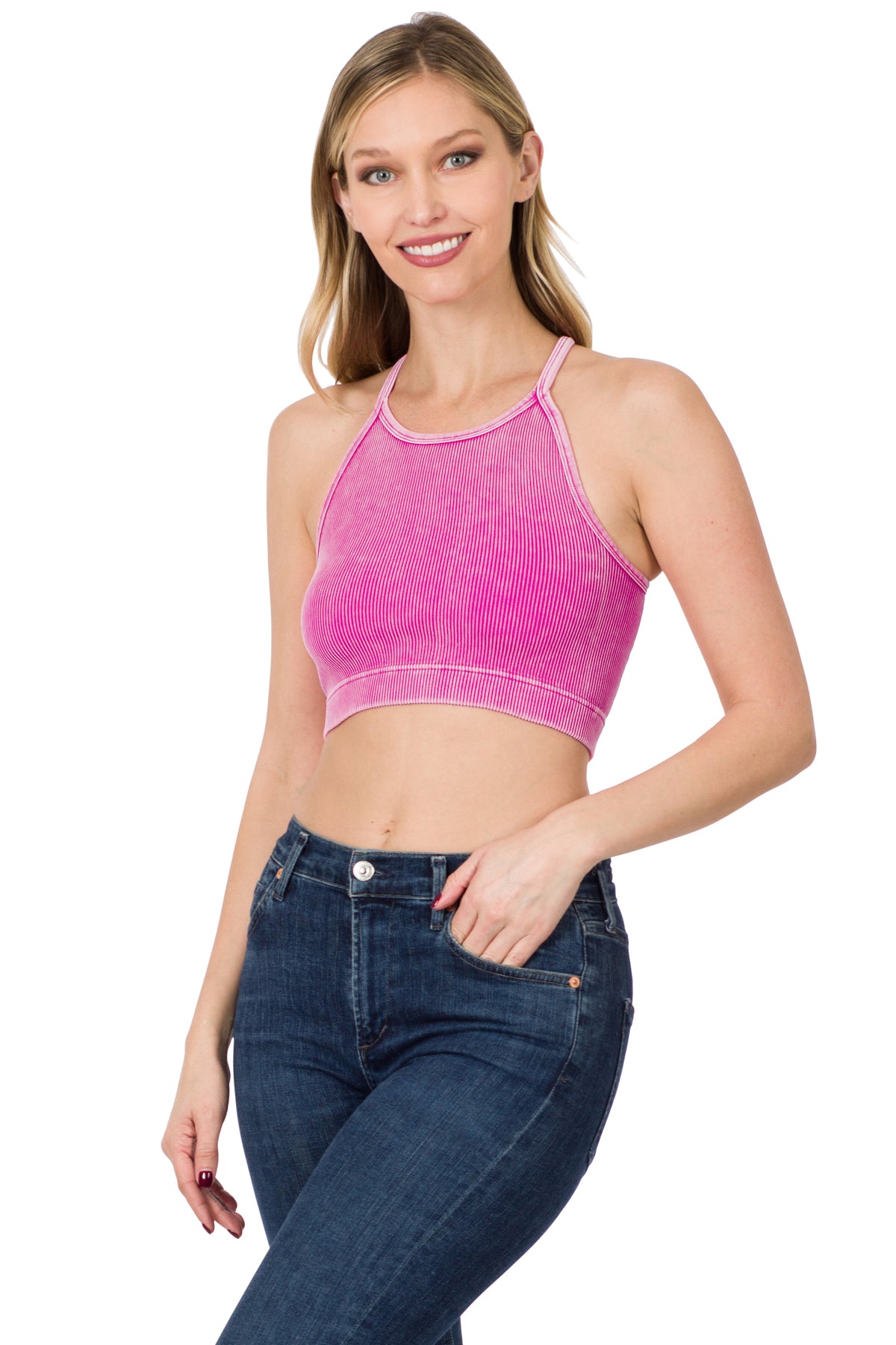 Washed Ribbed Seamless Crop