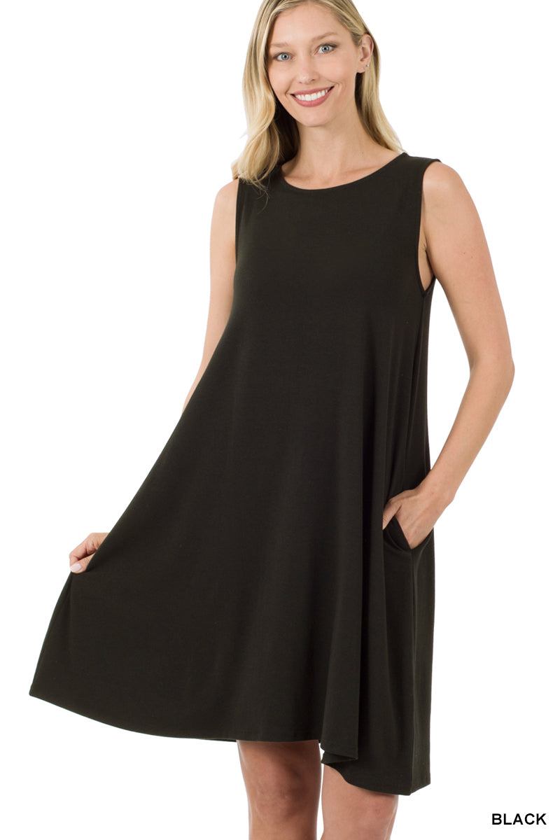 Sleeveless Flare Dress with Pockets